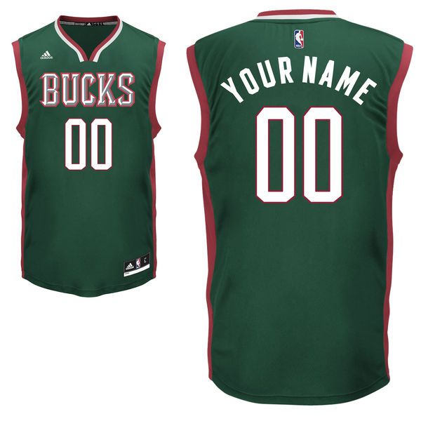 Men Adidas Milwaukee Bucks Custom Replica Road Green NBA Jersey